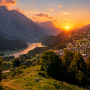 Trekking al tramonto vista lago